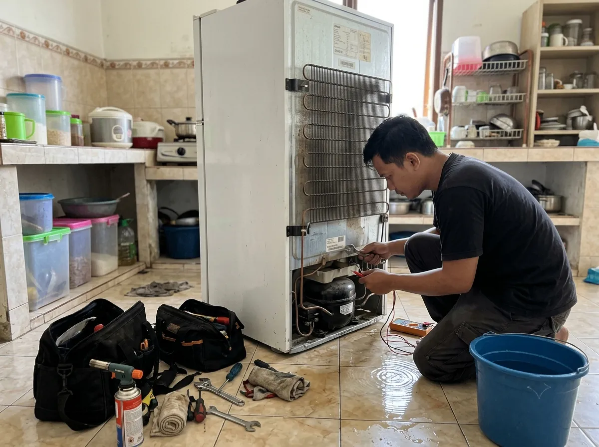 proses service kulkas 2 pintu